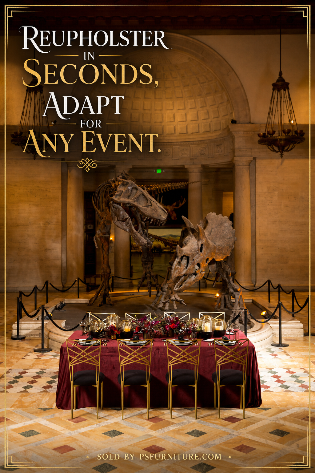 Chameleon Collection Fanfare Chair® by PS Furniture — Reupholster in Seconds, Adapt for Any Event