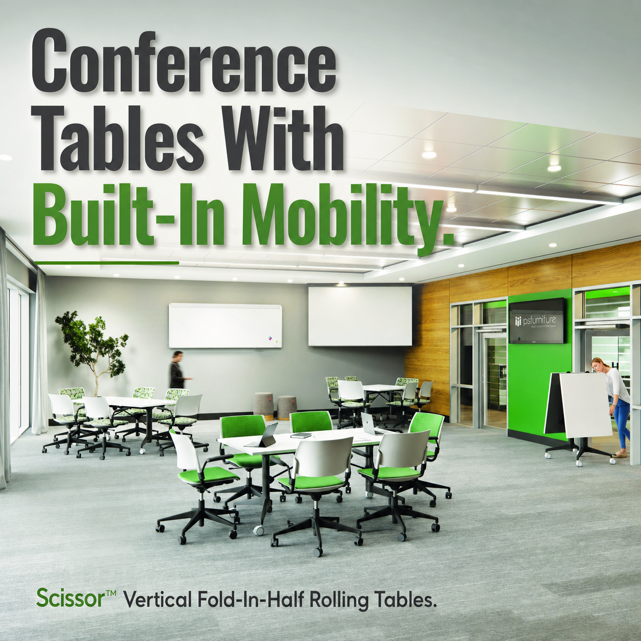 Scissor Tables™ by PS Furniture — Conference Tables With Built-In Mobility